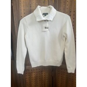 Lauren Ralph Lauren Ivory 100% Cotton Sweater Women's Medium Hook Latch Detail